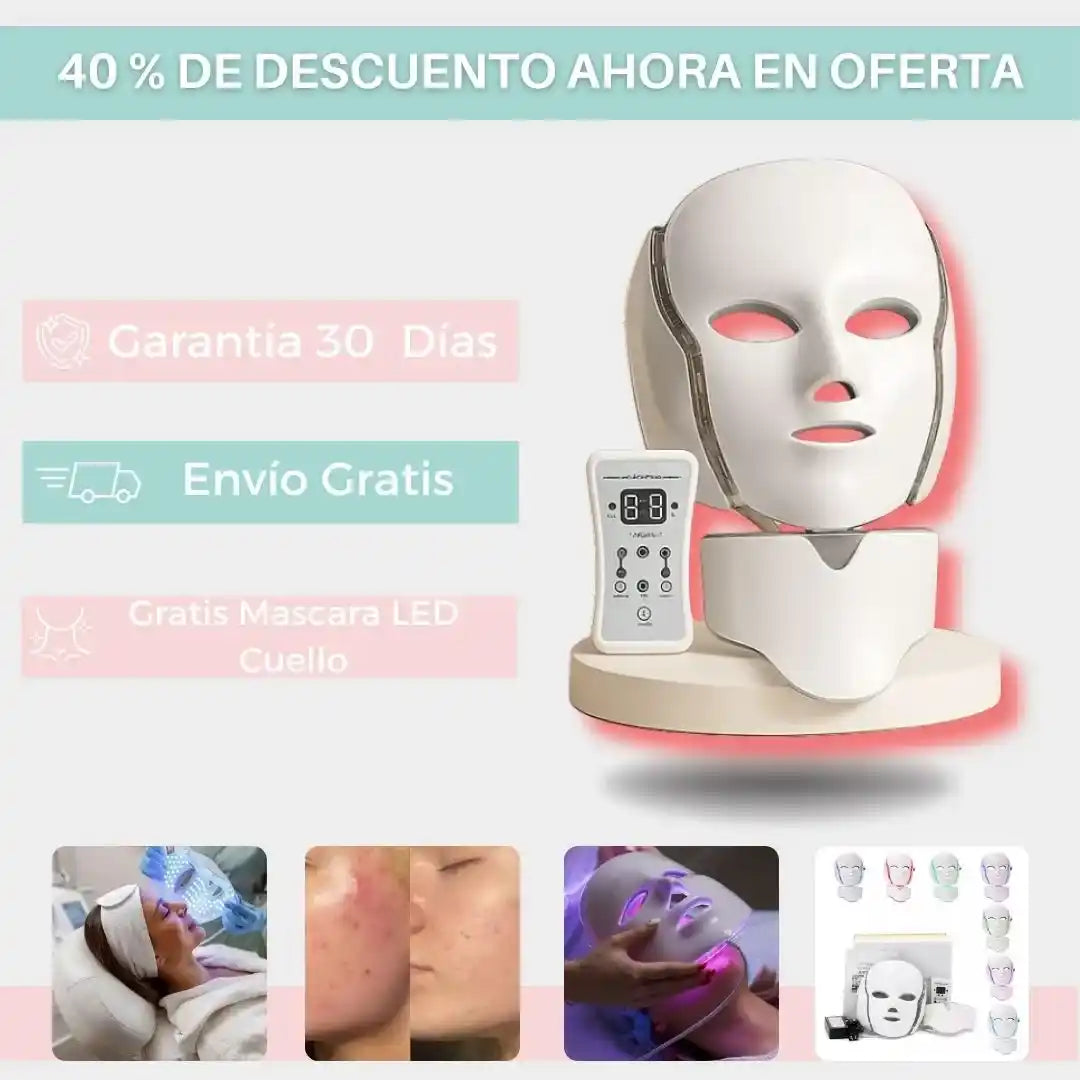 MÁSCARA FACIAL LED 7 COLORES = 7 BENEFICIOS PARA TU PIEL