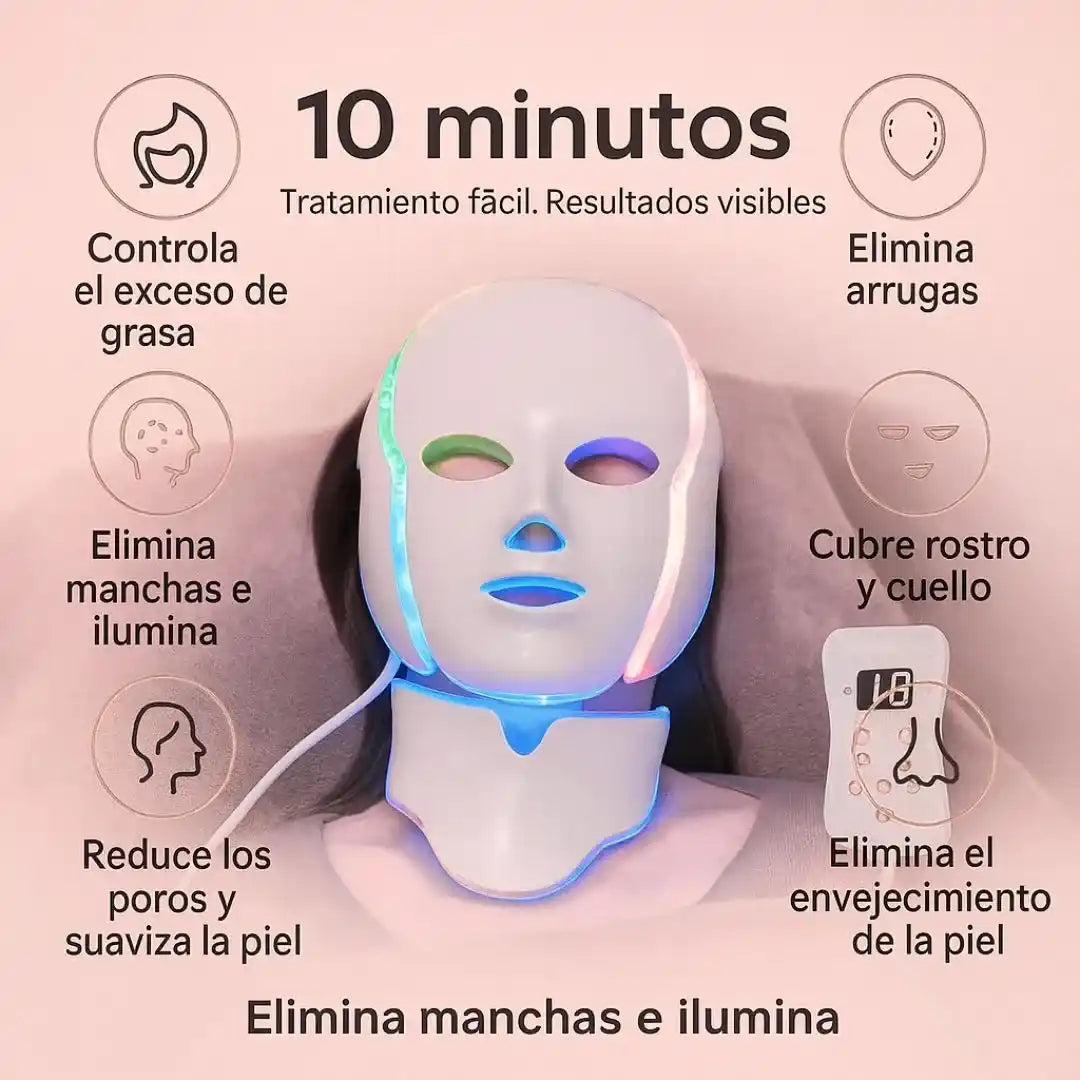 MÁSCARA FACIAL LED 7 COLORES = 7 BENEFICIOS PARA TU PIEL
