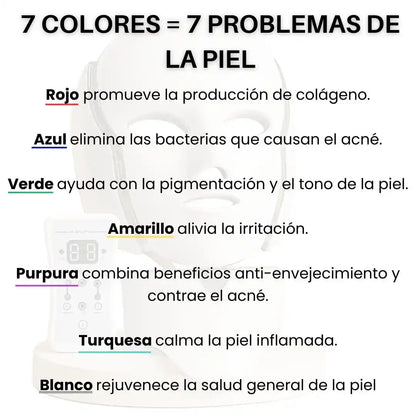 MÁSCARA FACIAL LED 7 COLORES = 7 BENEFICIOS PARA TU PIEL